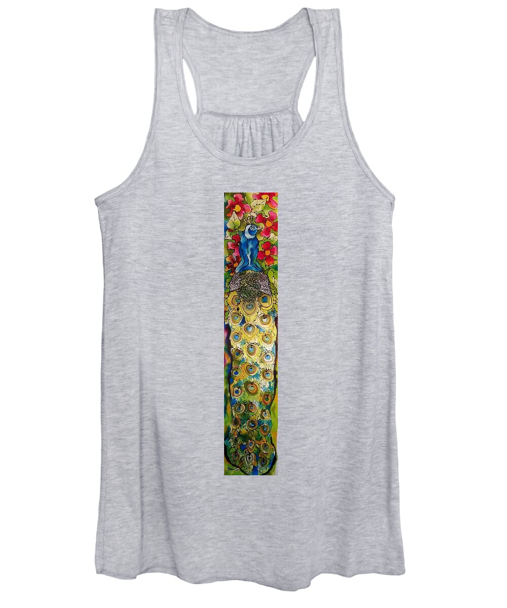 Peacock Women's Tank Top featuring the tapestry - textile Peacock by Karla Kay Benjamin