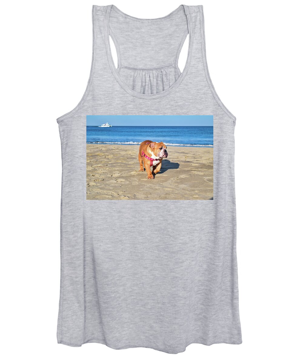 Ocean Women's Tank Top featuring the photograph Peanut on the Beach by Nicole Lloyd