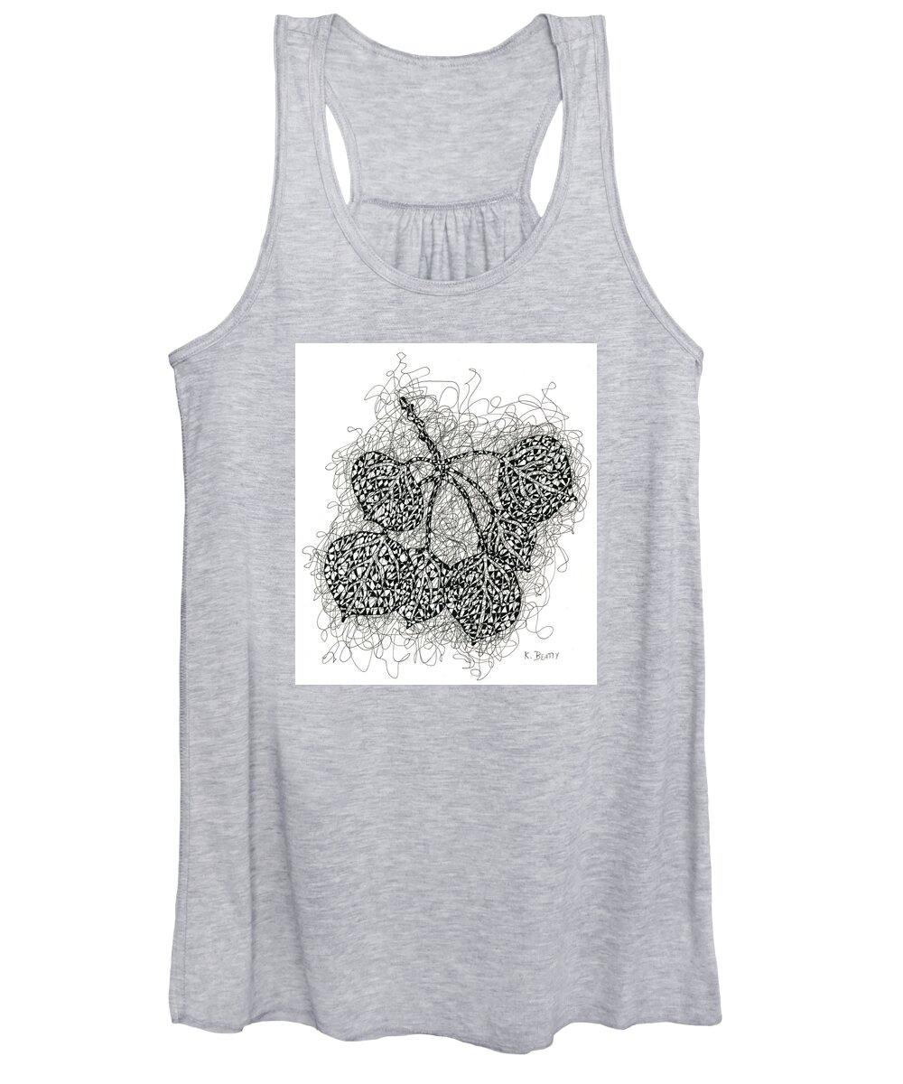 Pen Women's Tank Top featuring the drawing Pen and Ink Drawing of Aspen Leaves by Karla Beatty
