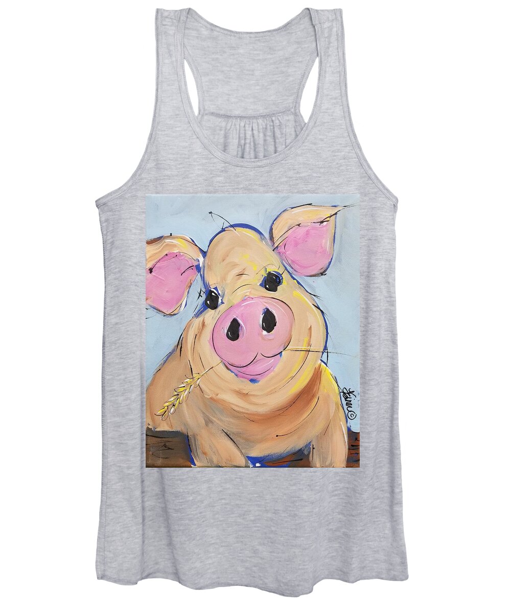 Pig Women's Tank Top featuring the painting Petunia by Terri Einer