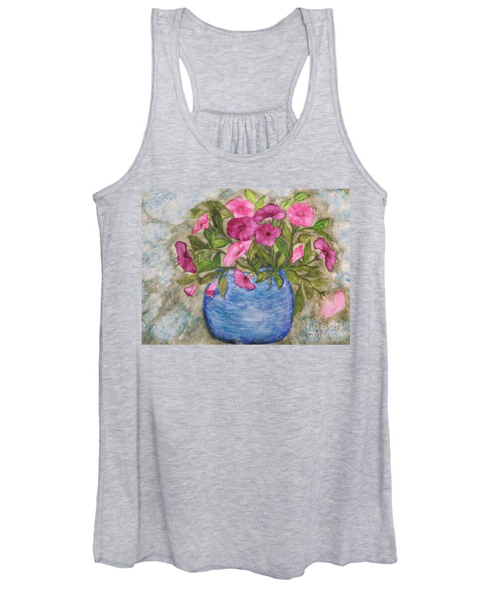 Pink And Purple Petunias Women's Tank Top featuring the painting Petunias by Susan Nielsen