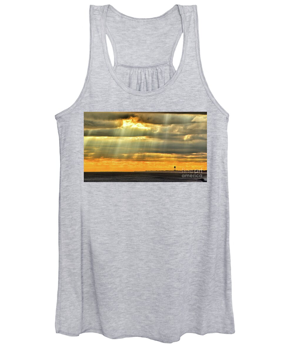 Topsail Island Women's Tank Top featuring the photograph Pier Rays by DJA Images