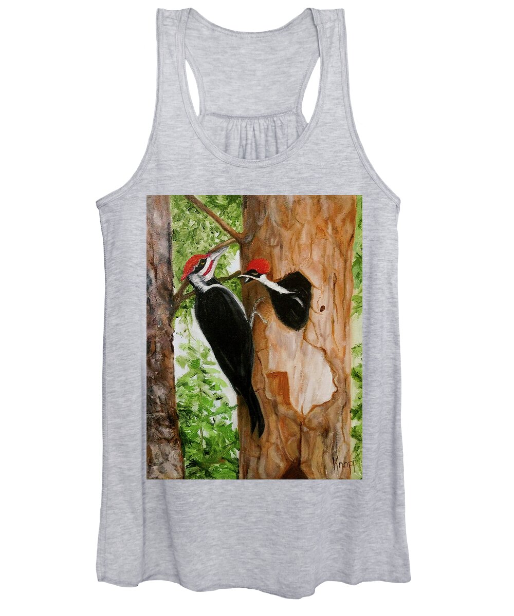 Pileated Woodpecker Women's Tank Top featuring the painting Pileated Woodpecker by Kathy Knopp