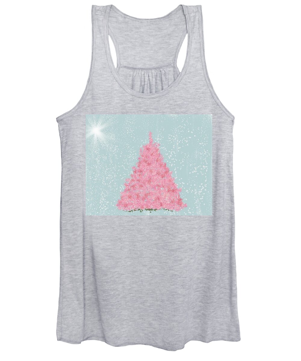 Christmas Women's Tank Top featuring the photograph Pink Christmas Tree by Peggy Blackwell