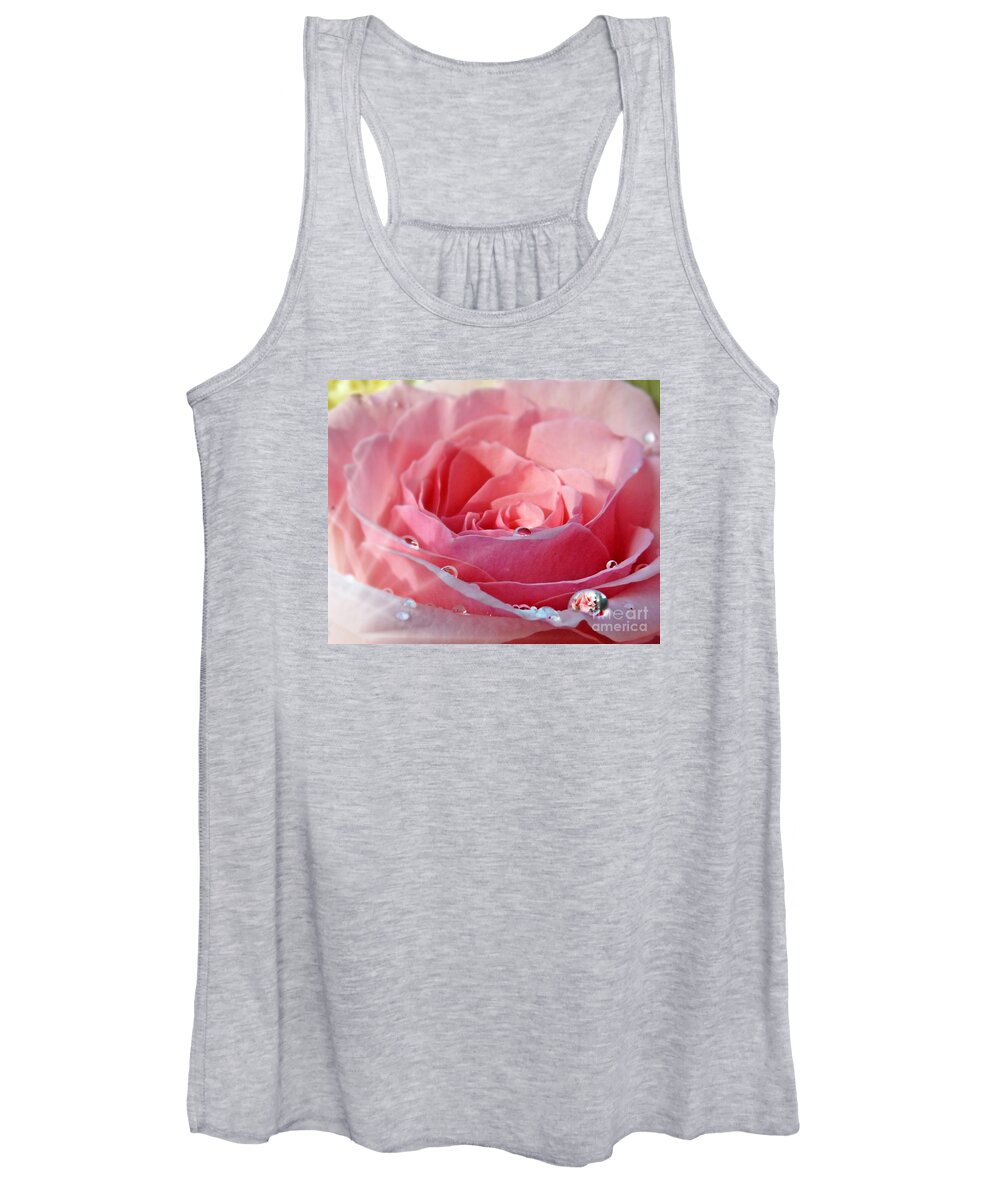 pink Rose Women's Tank Top featuring the mixed media Pink Delight by Morag Bates