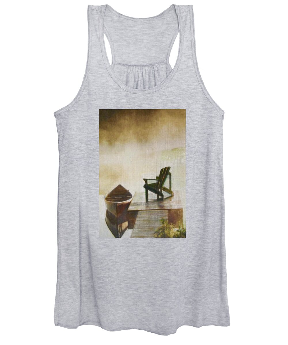 Water Women's Tank Top featuring the painting Placid Reflection by Cara Frafjord