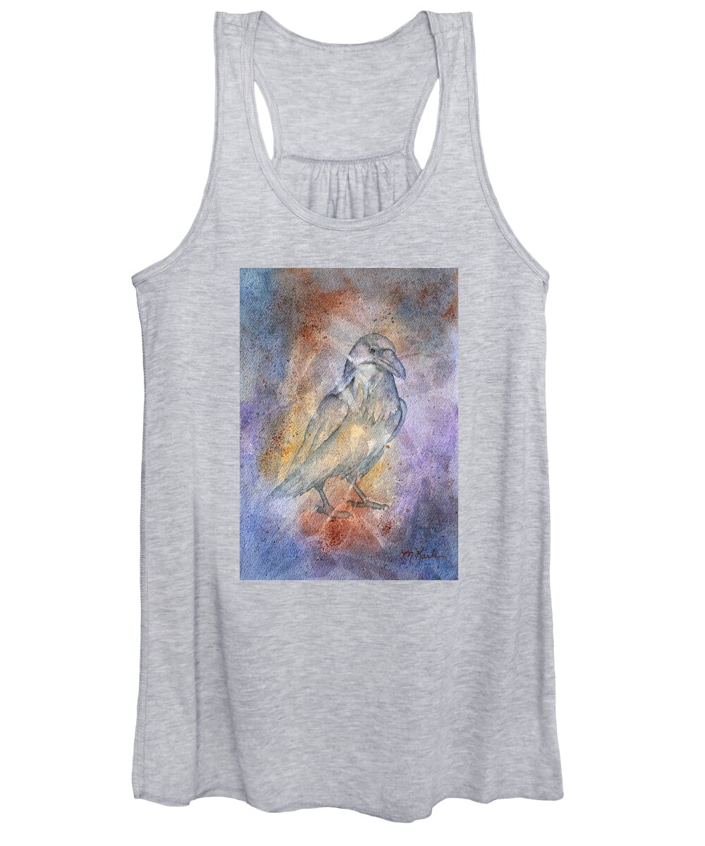 Cave Painting Women's Tank Top featuring the painting Pleistocene Raven 1 by Marsha Karle