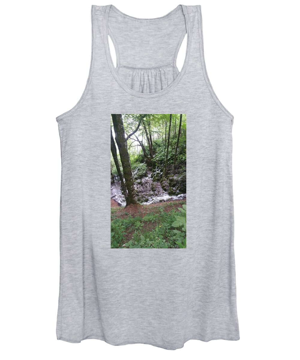  Women's Tank Top featuring the photograph Plitvice Lakes, Croatia 15 Rush of water by Zachary Lowery