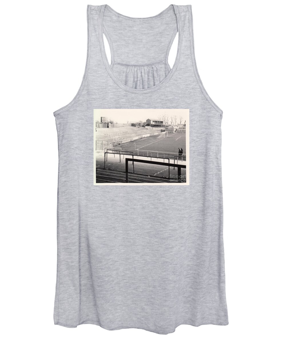  Women's Tank Top featuring the photograph Plymouth Argyle - Home Park -Barn Park End 1 - BW - 1960s by Legendary Football Grounds