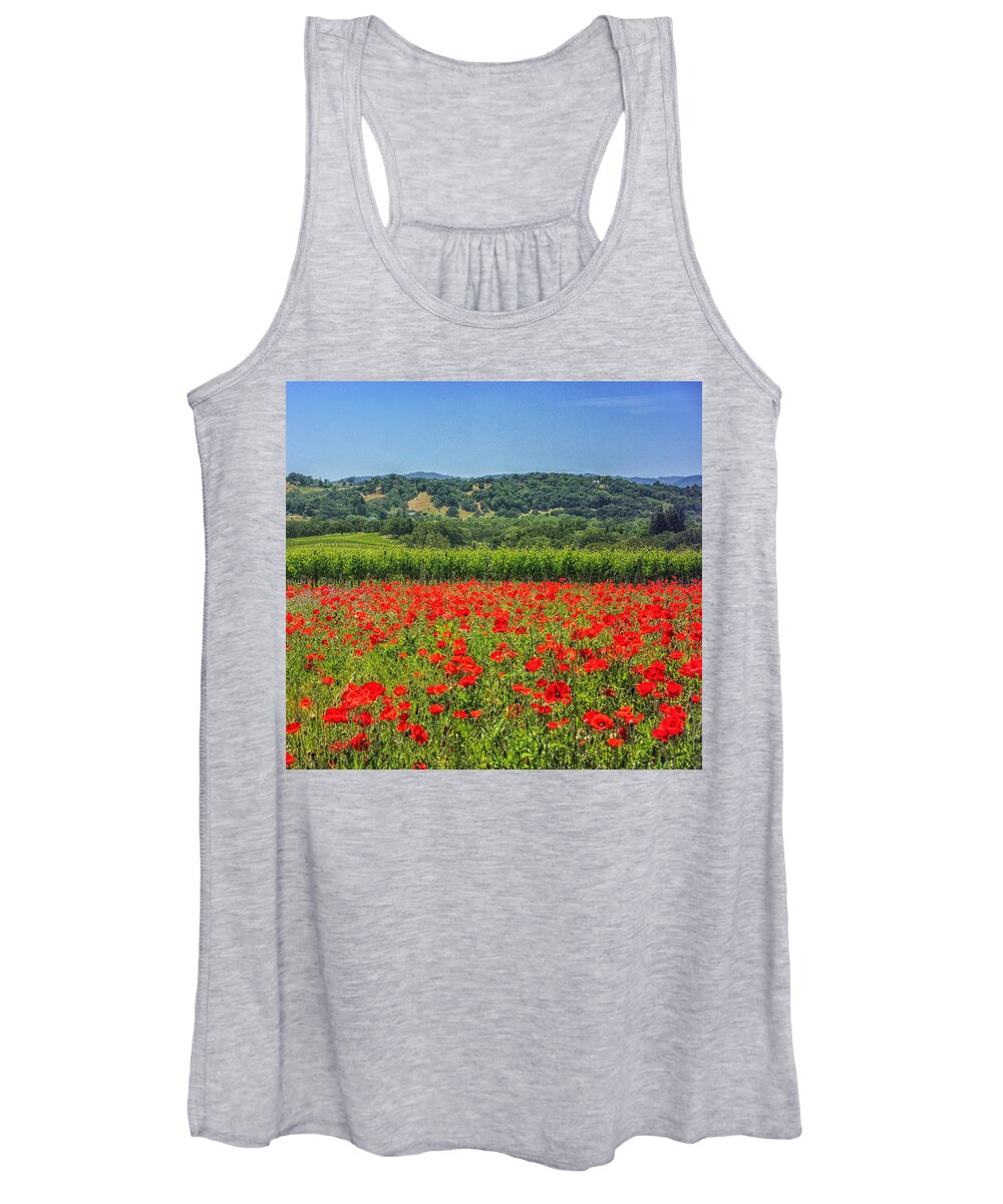 California Women's Tank Top featuring the photograph Poppy vineyards by Sylvia J Zarco