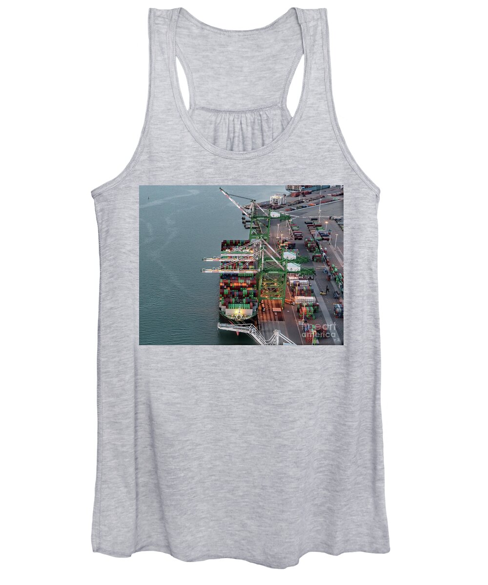 Port Of Oakland Women's Tank Top featuring the photograph Port of Oakland Aerial Photo by David Oppenheimer