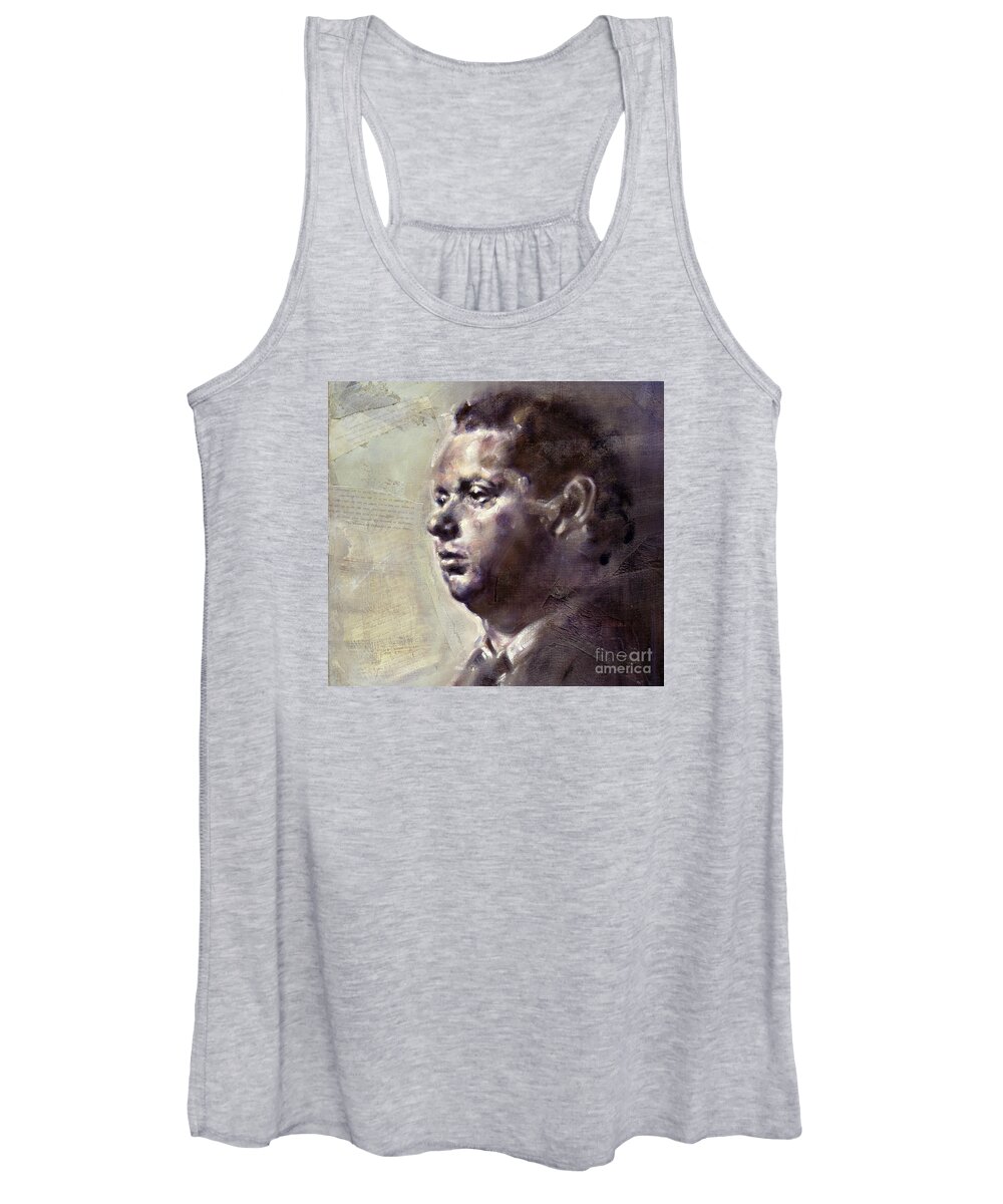 Portrait Women's Tank Top featuring the painting Portrait of Dylan Thomas by Ritchard Rodriguez