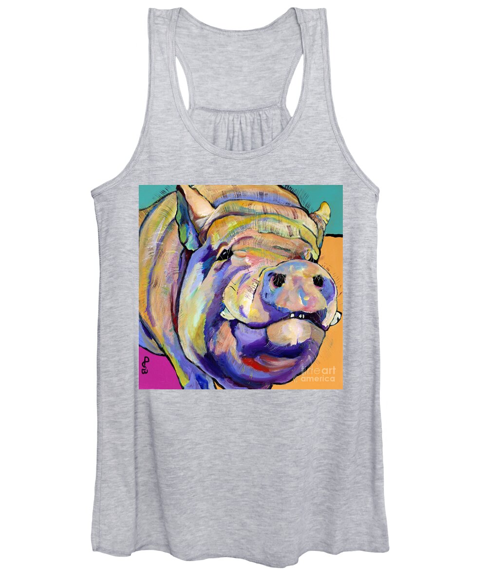 Pig Prints Women's Tank Top featuring the painting Potbelly by Pat Saunders-White