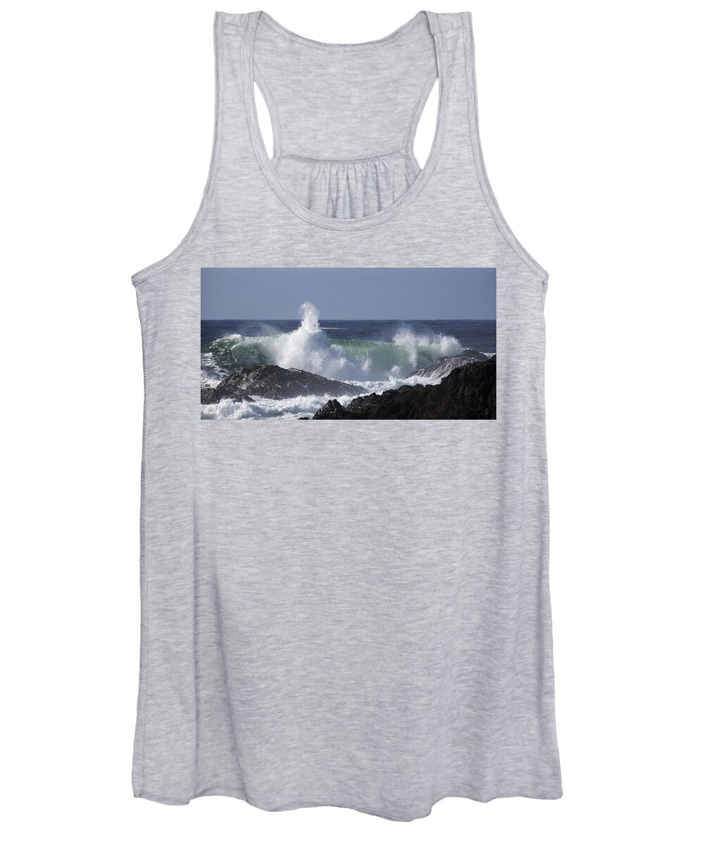 Water Women's Tank Top featuring the photograph Pounding Surf by Randy Hall