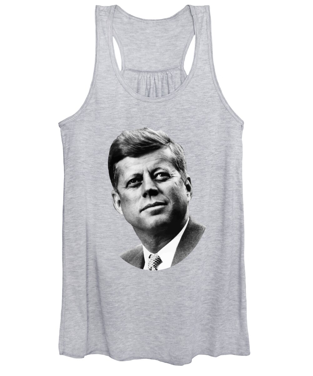 John Kennedy Women's Tank Top featuring the painting President Kennedy by War Is Hell Store