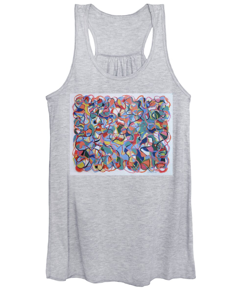 Abstract Women's Tank Top featuring the painting Primary Colors Swirls by Stan Chraminski