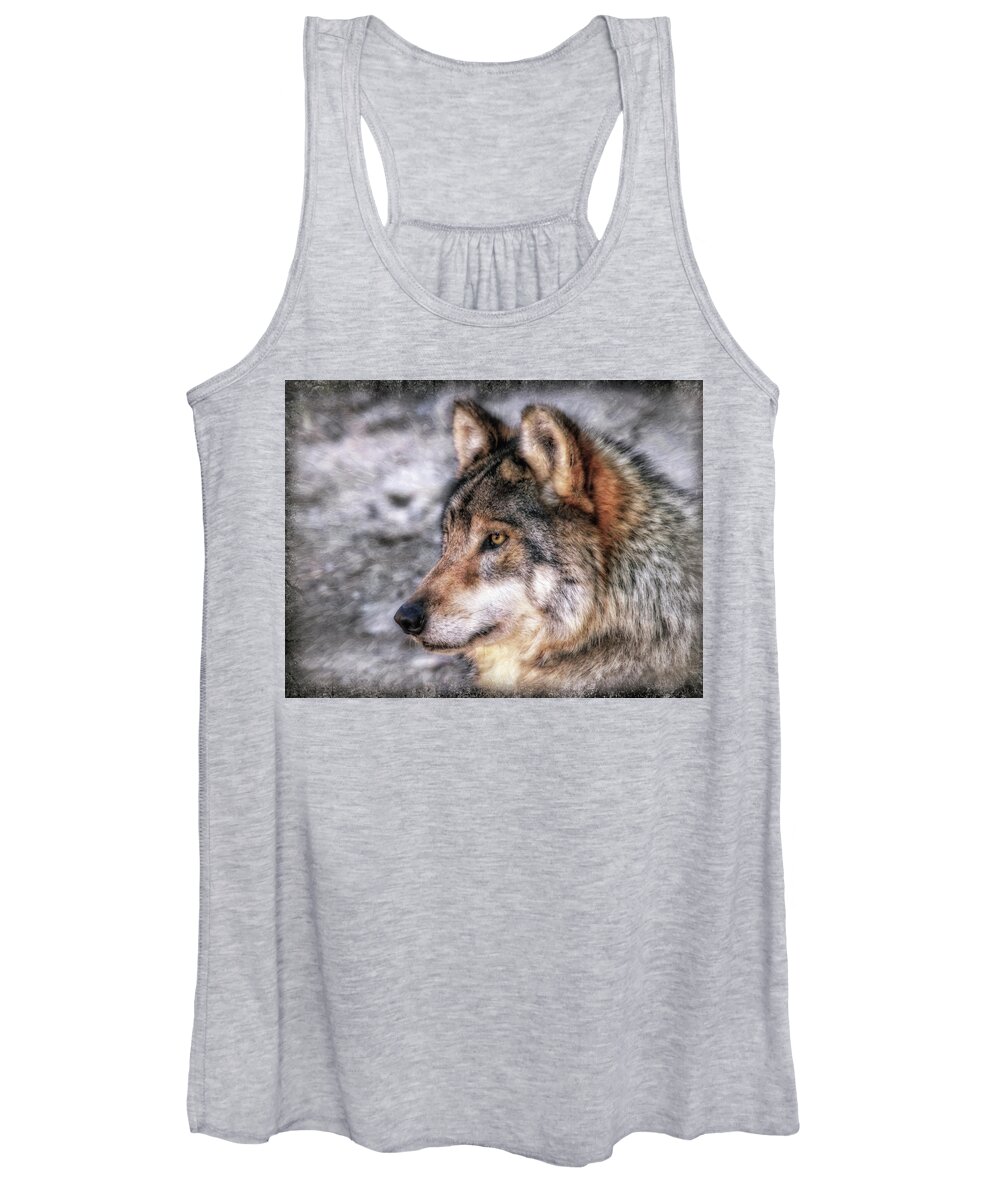 Mexican Grey Wolf Women's Tank Top featuring the photograph Profiling by Elaine Malott