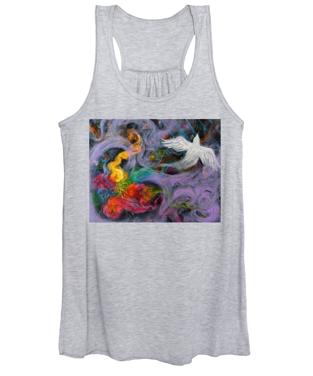 Dove Women's Tank Top featuring the painting Prophetic Message Sketch Painting 10 Divine Pattern Dove by Anne Cameron Cutri