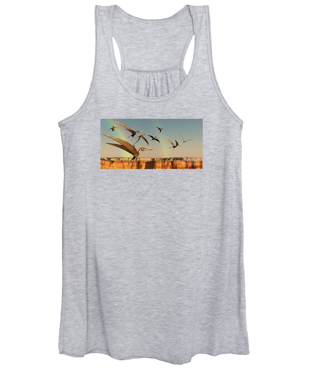 Dinosaur Women's Tank Top featuring the painting Pterodactyl by Corey Ford