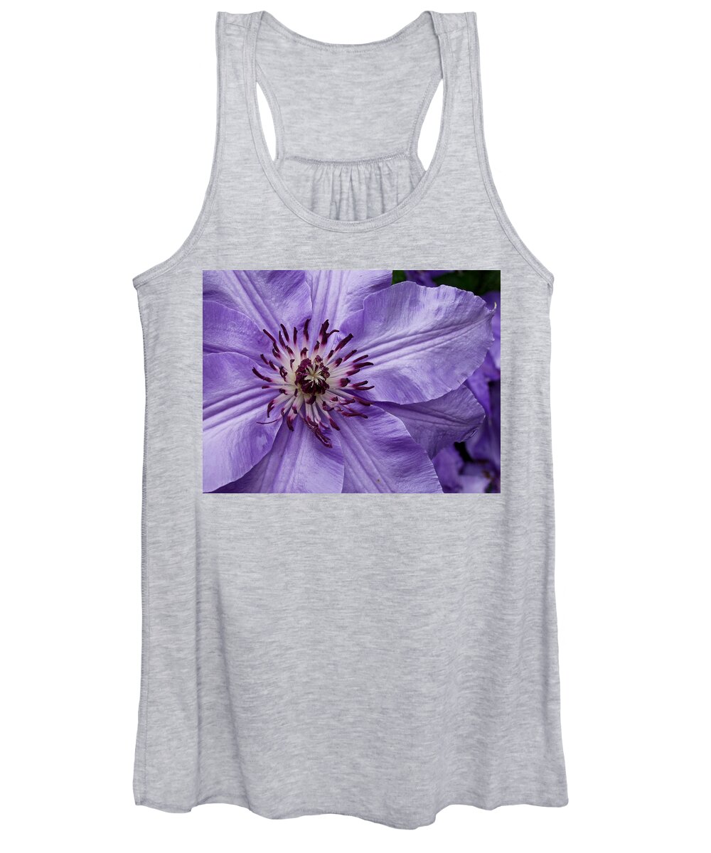 Flowers Women's Tank Top featuring the photograph Purple Clematis Blossom by Louis Dallara