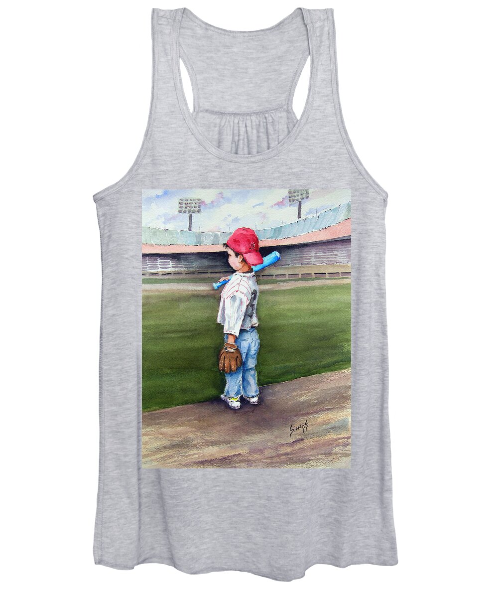 Baseball Women's Tank Top featuring the painting Put Me In Coach by Sam Sidders