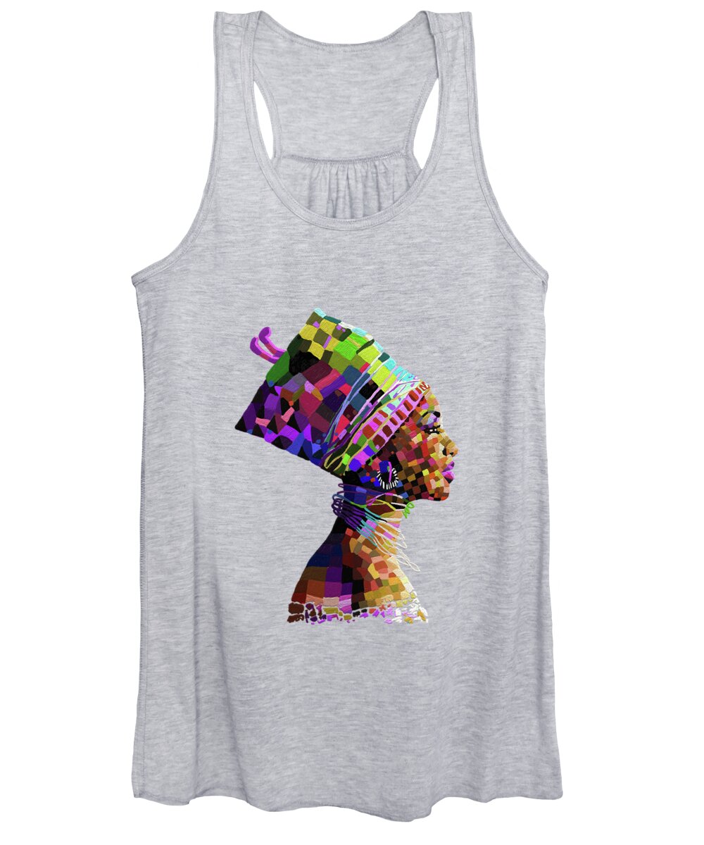 Female Women's Tank Top featuring the painting Queen Nefertiti by Anthony Mwangi
