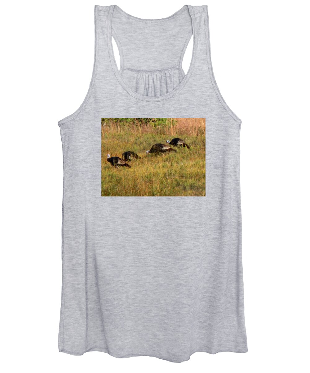 Wild Turkey Women's Tank Top featuring the photograph Quick Hide it's Thanksgiving by Wild Thing