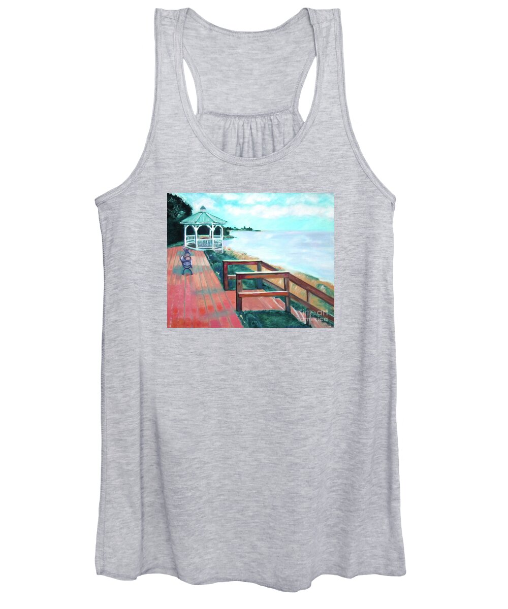 Art Women's Tank Top featuring the painting Quiet Waters Park by Karen Francis