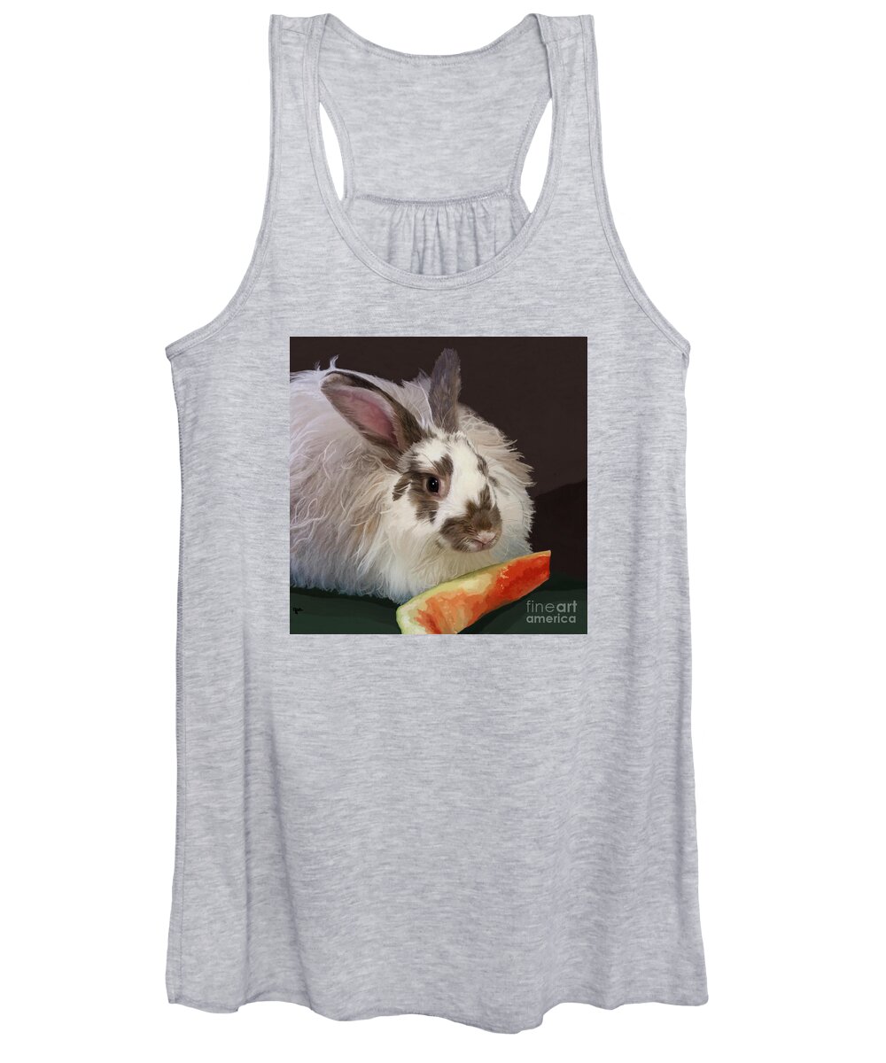 Rabbit Women's Tank Top featuring the painting Rabbit Show Pet by Jackie Case