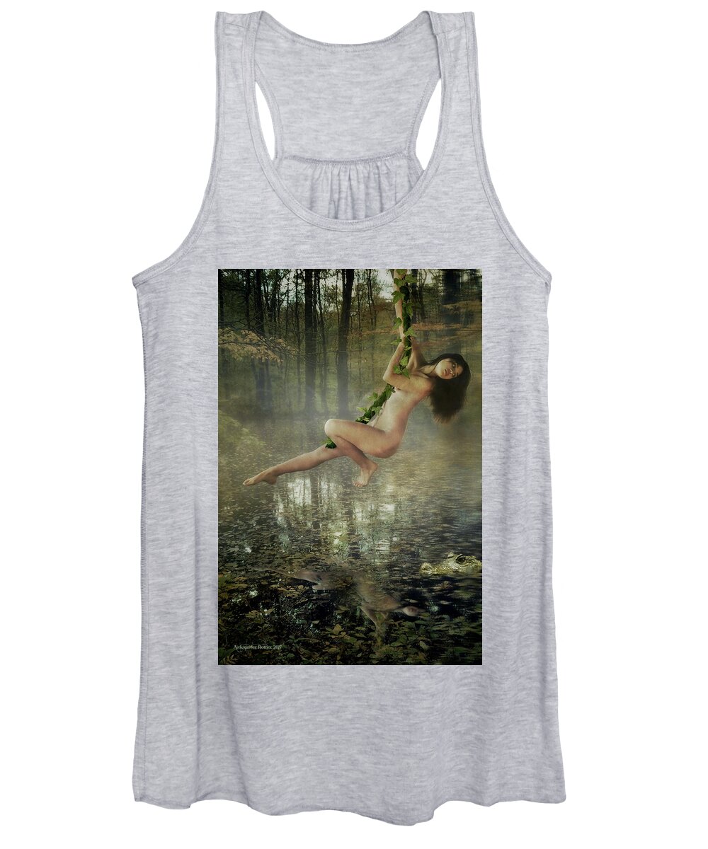 Nude Women's Tank Top featuring the photograph Racing with the alligator by Aleksander Rotner