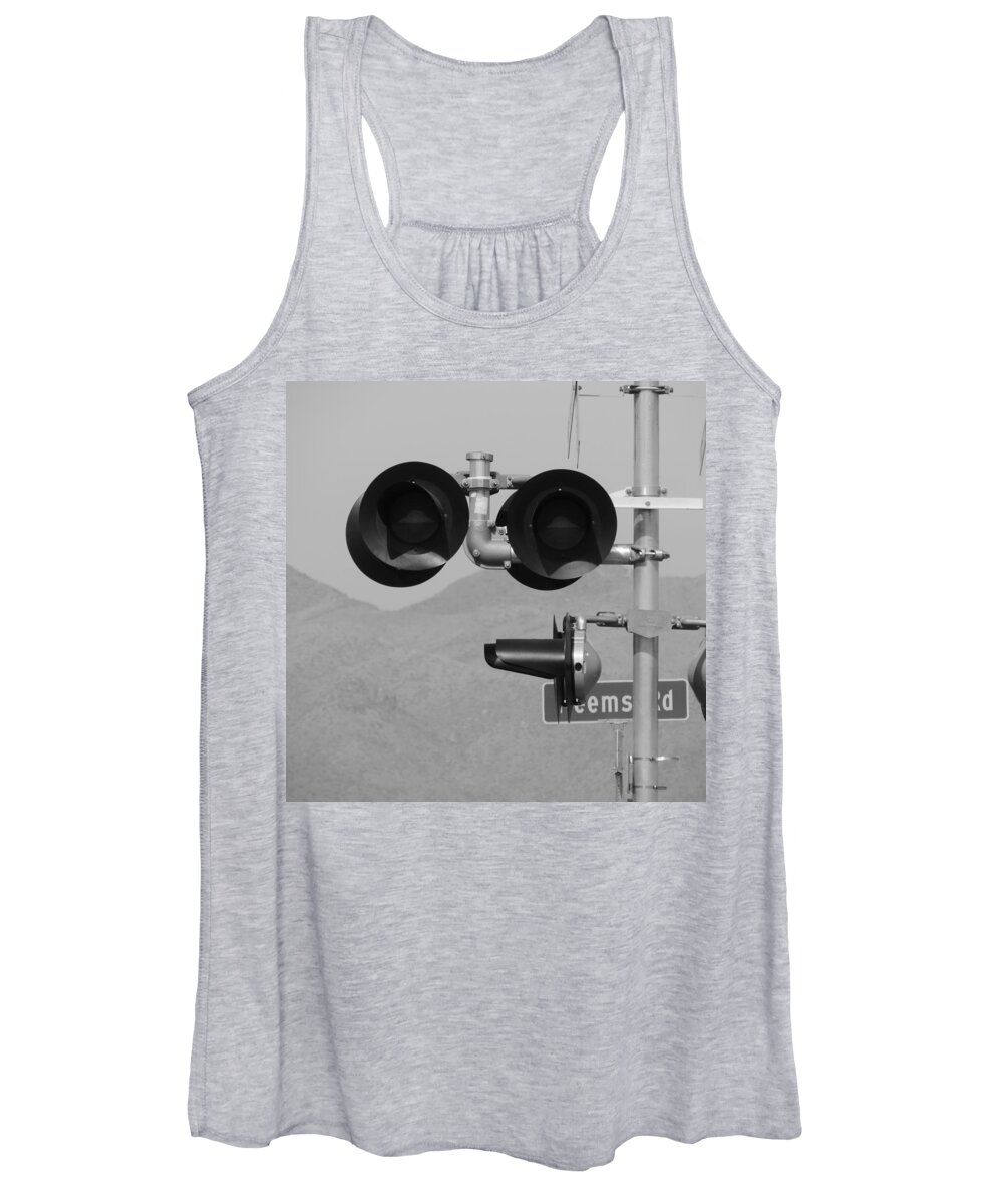 Railroad Crossing Women's Tank Top featuring the photograph Railroad Crossing by Bill Tomsa