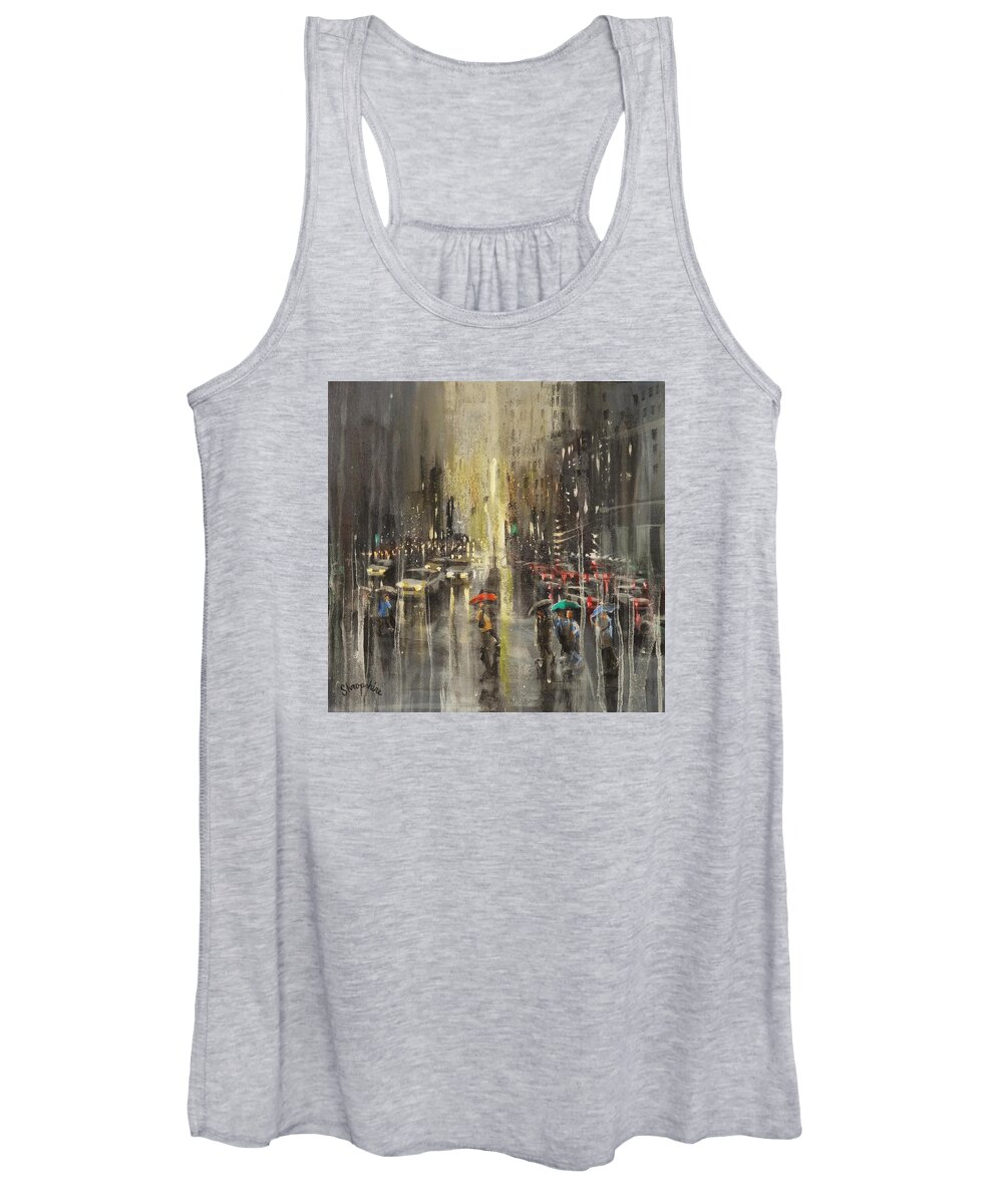 Milwaukee Women's Tank Top featuring the painting Rain On Wisconsin Avenue by Tom Shropshire