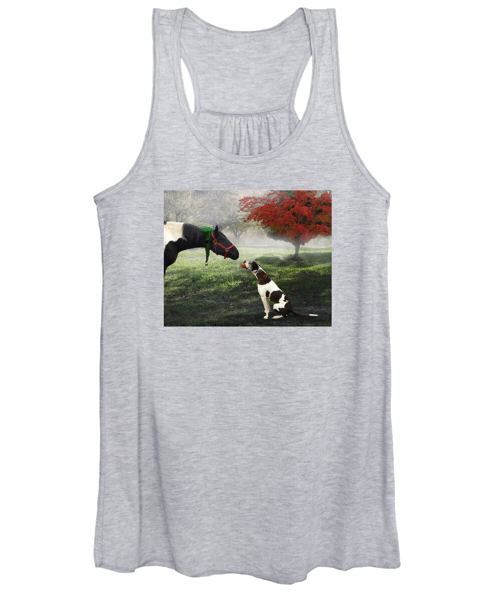 Great Danes Women's Tank Top featuring the photograph Ranch Pals by Melinda Hughes-Berland