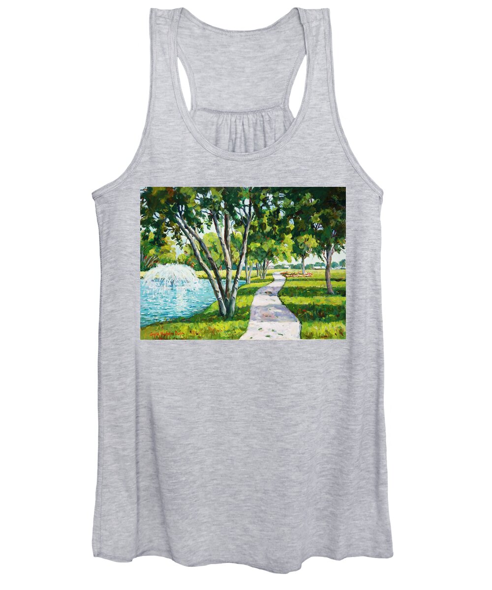 Landscape Women's Tank Top featuring the painting RCC Golf Course by Ingrid Dohm