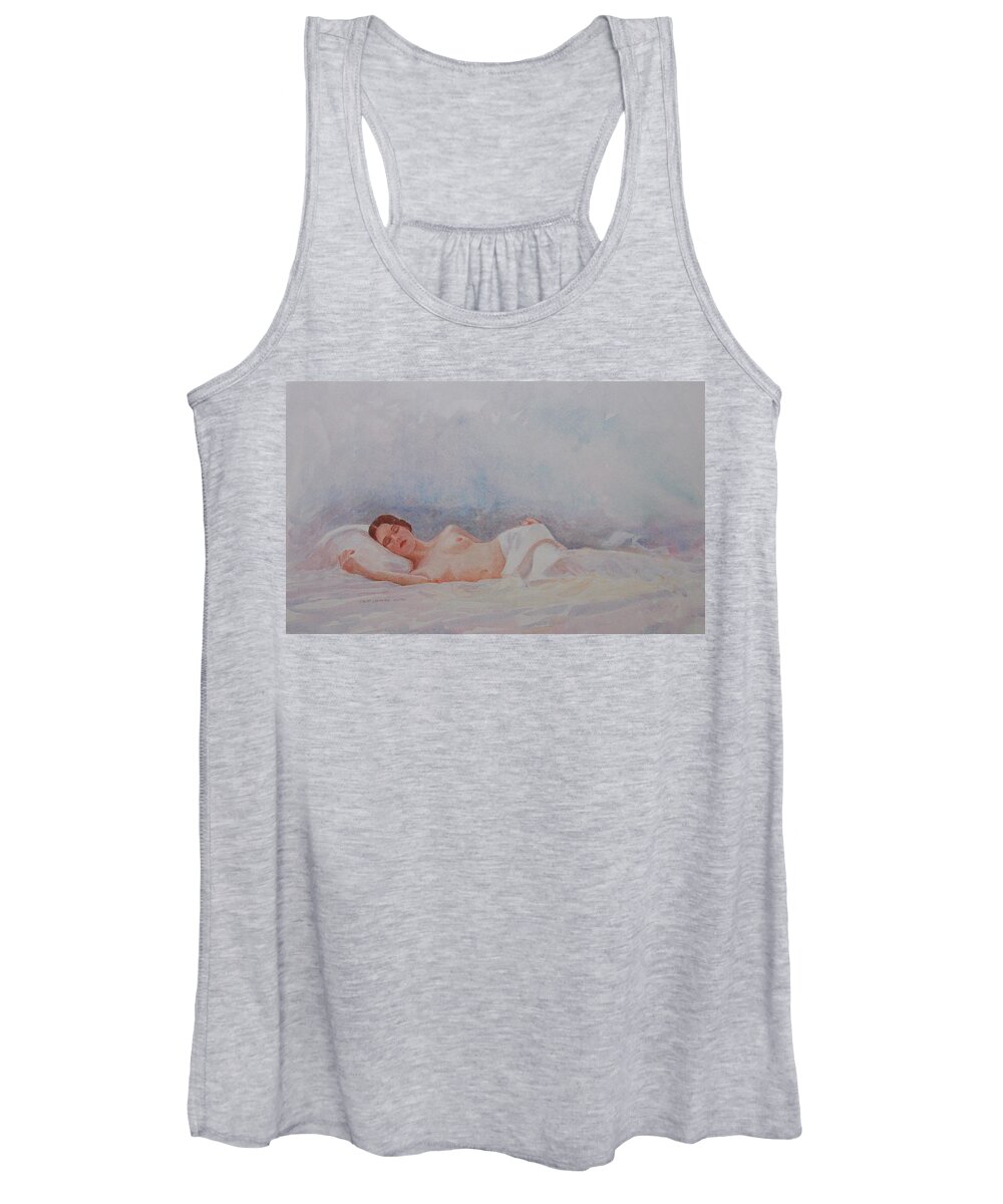 Reclining Nude Women's Tank Top featuring the painting Reclining Nude 3 by David Ladmore