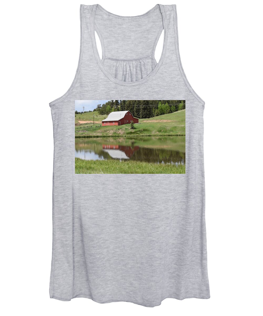 Barn Women's Tank Top featuring the photograph Red Barn Burgess Res Divide CO #1 by Margarethe Binkley