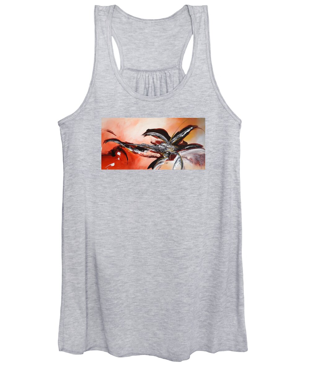 Abstract Women's Tank Top featuring the painting Red Ikebana by Theresa Marie Johnson