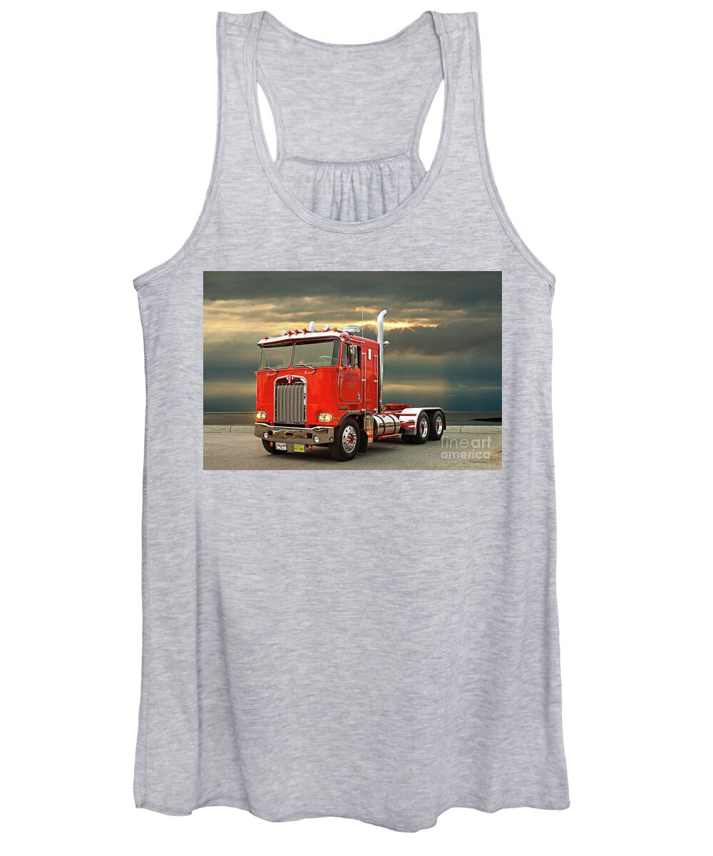 Big Rigs Women's Tank Top featuring the photograph Red Kenworth Cabover by Randy Harris