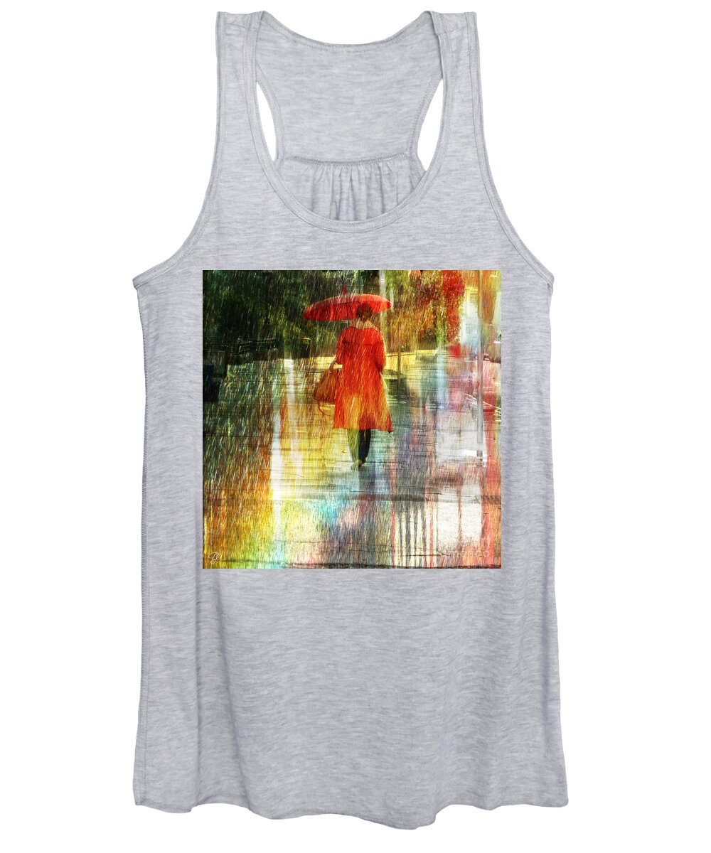 Woman Women's Tank Top featuring the photograph Red Rain Day by LemonArt Photography