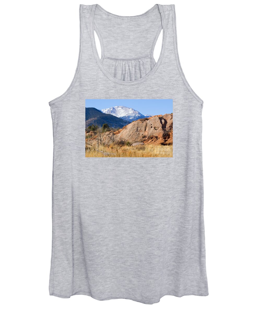 Bikers Women's Tank Top featuring the photograph Red Rock and Pikes Peak by Steven Krull