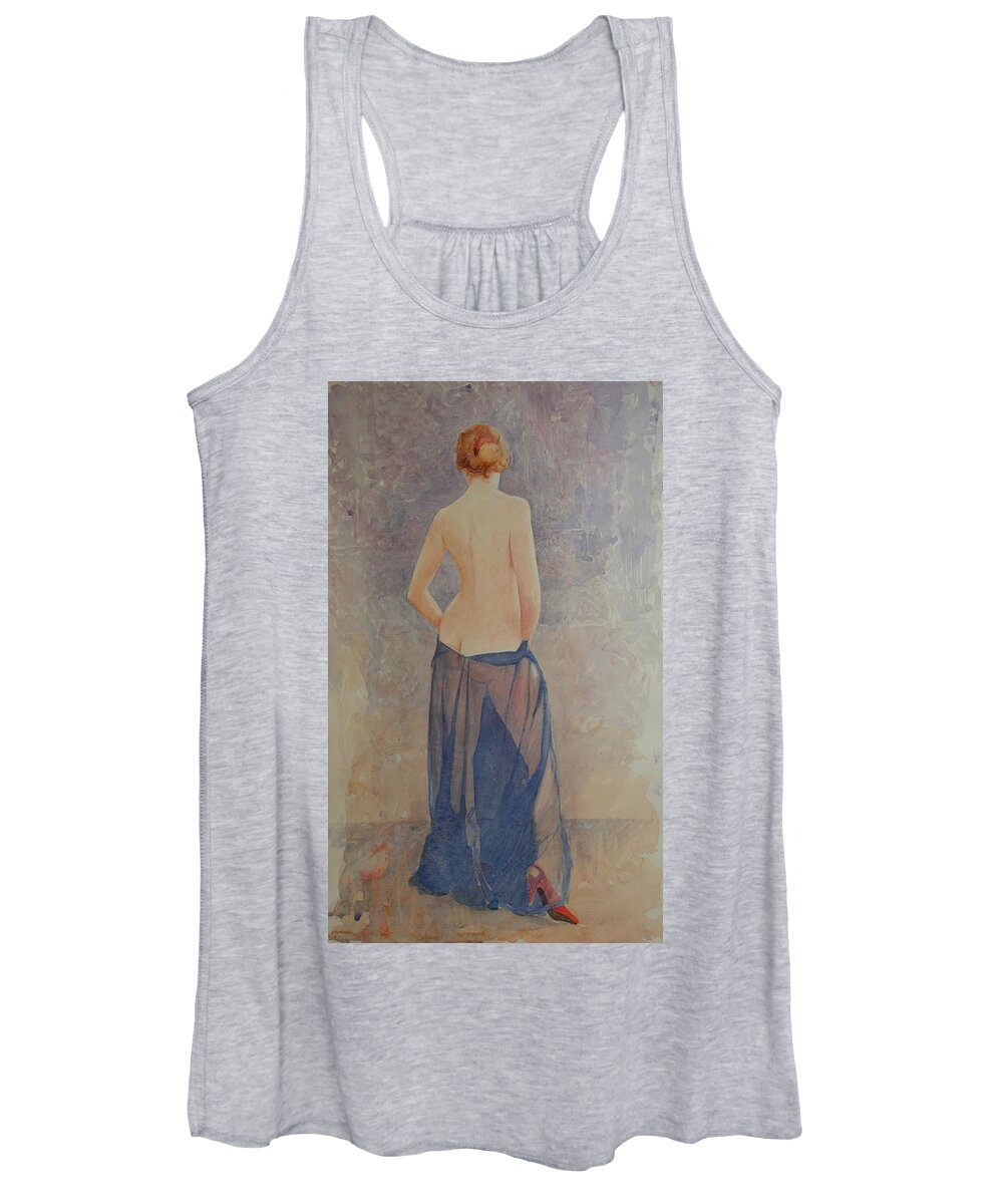 Erotic Women's Tank Top featuring the painting Red Shoe by David Ladmore