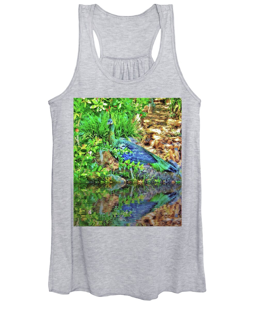 Peahen Women's Tank Top featuring the photograph Reflection of Beauty by Doris Aguirre