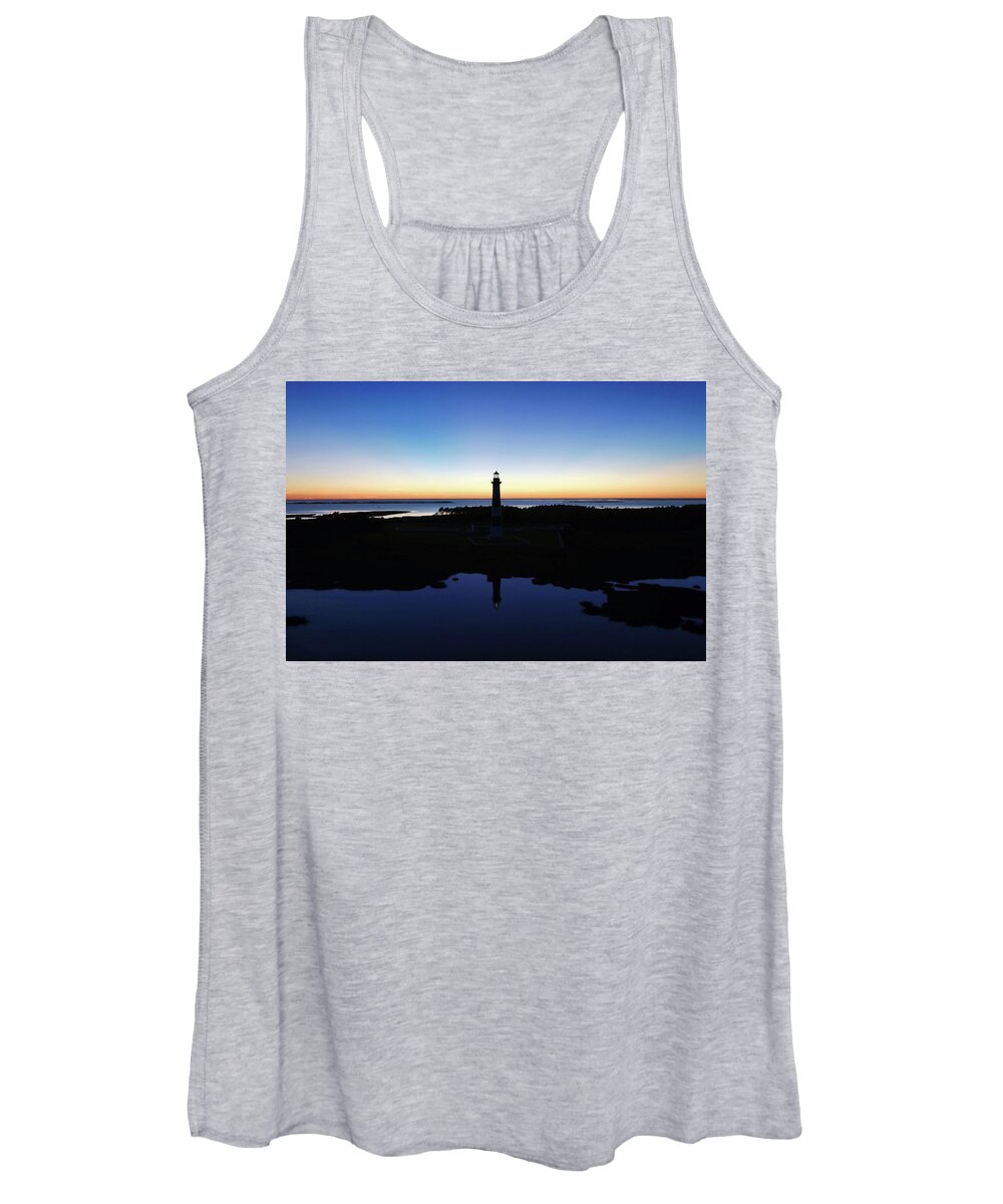 Photosbymch Women's Tank Top featuring the photograph Reflection of Bodie Light at Sunset by M C Hood