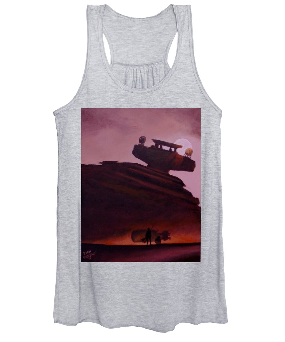 Force Women's Tank Top featuring the painting Rey Looks on by Dan Wagner
