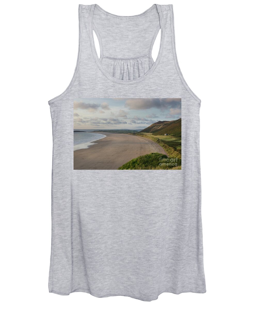 Sunset Women's Tank Top featuring the photograph Rhossili Bay, South Wales by Perry Rodriguez
