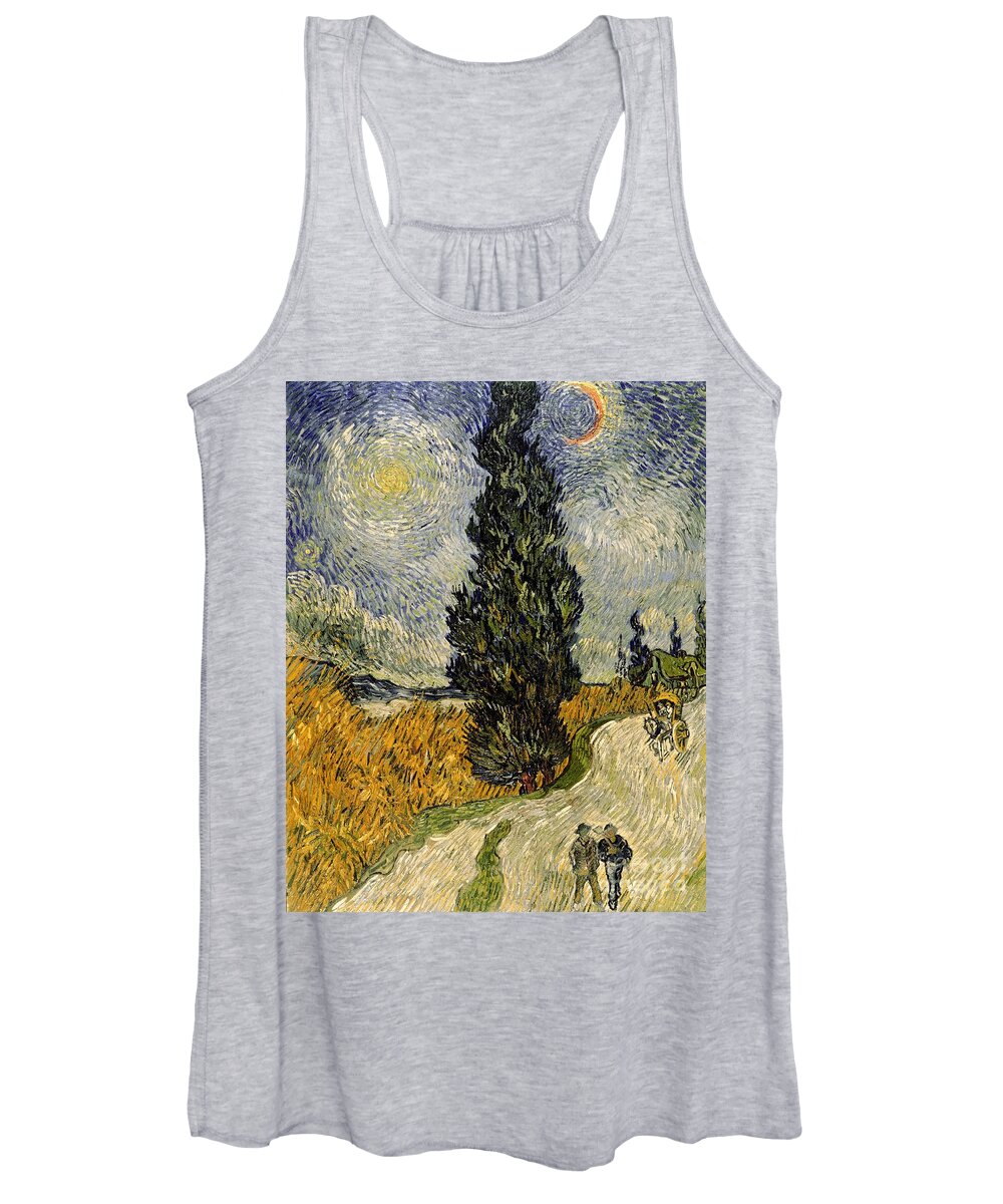 Road Women's Tank Top featuring the painting Road with Cypresses by Vincent Van Gogh