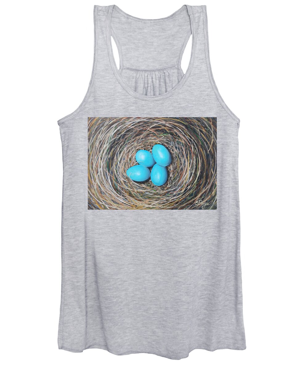 Realism Women's Tank Top featuring the painting Robin's Eggs by Emily Page