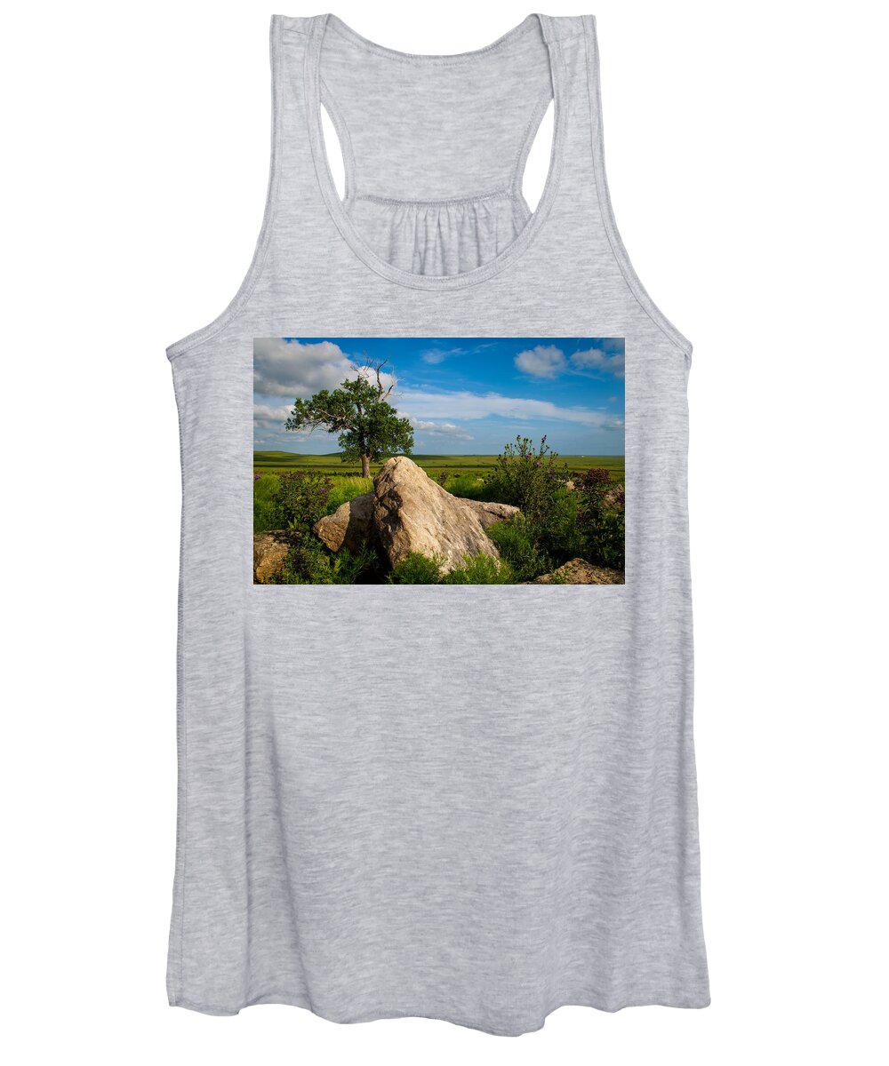 Rock Women's Tank Top featuring the photograph Rocks and Cottonwood 2 by Jeff Phillippi
