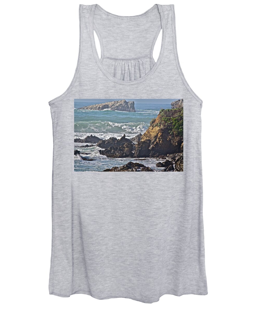 Sea Women's Tank Top featuring the photograph Rocky Coast by Diana Hatcher
