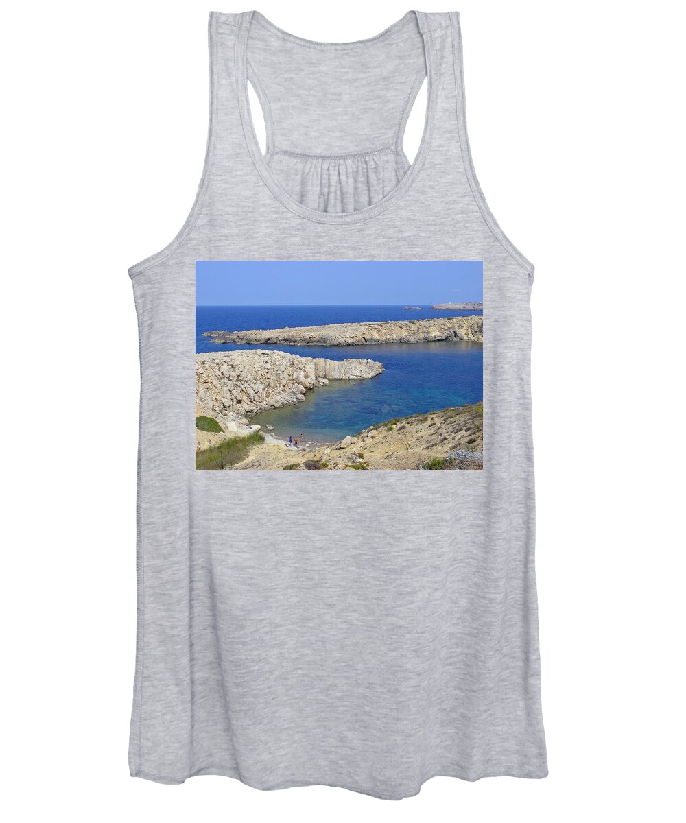 Europe Women's Tank Top featuring the photograph Rocky Cove, Menorca by Rod Johnson
